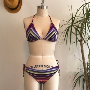 Vitamin A colorful stripes 2 piece swimsuit XS S